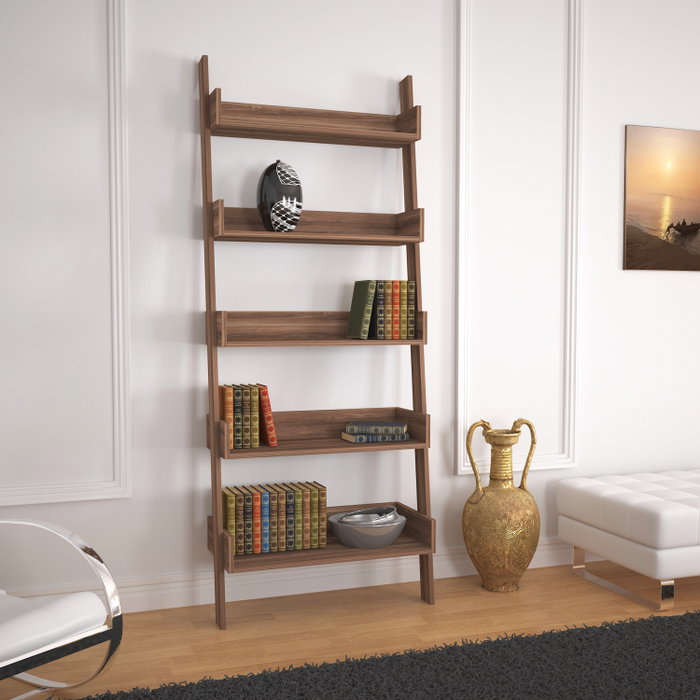 Hanah Home Estantería Nogal Ancho 80cm Alto 195cm Tablero Melamina 18mm